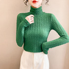 Women Slim Lace Shirt Tops T-shirts High Neck Long Sleeve Basic Tee Shirt Blouse