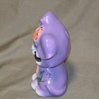 Vintage Purple Ceramic Puppy Dog Coin Bank 1960s 70s Flower Power Retro Piggy   