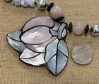Vtg Lee Sands Mother Pearl Inlay Blue Pink Flower Pendant Necklace Quartz 21   