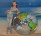 54  Inflatable Clear Transparent Topographical Earth Globe Beach Ball W Base New
