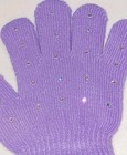 Purple Ab Rhinestones Elementary Size Children Gloves 