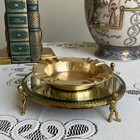 Vintage Solid Brass Cigar Ashtray 6    Round Heavy Trinket Tray