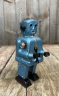 Rare Vintage 1950s Blue  zoomer  Ratchet Tin Robot Toy By Nomura T n  Japan     