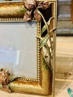Vintage Ornate Gold Square Picture Frame With Raised Floral Enamel   Rhinestone 