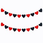 2 Pack Black Red Heart Garland Felt For Gothic Wedding Farewell Heart Party 