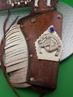 Vtg 1950 s Cap Guns Leather Holster W ornate Leatherwork Hubley schmidt 