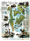 1993-1 January North America In Age Of Dinosaurs National Geographic Map Euc A3 