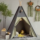 Tienda De Campa  a Tipo Tipi Para Ni  os  Alfombra Acolchada A Rayas  Gris