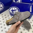 Birkenstock Boston Taupe Suede Leather Soft Footbed Clog Men s Shoes