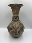 Asian Large Rustic 13 1 2  Earthenware Ceramic Elephant Sand Dusted Vase