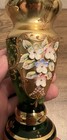Antique Vintage Moser Bohemian Czech Green Art Glass Bud Vase Gold Enamel