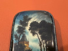 Russian Lacquer Signed Box W  Painted Castle   Boat W  Figures In Landscape