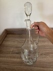 Vintage Etched Floral Clear Glass Decanter Bottle With Stopper