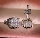 Fully Iced Cz Round Cut Solitaire Men s Women  Sterling Silver Stud Earrings 8mm