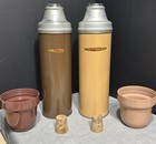 Universal Thermos Landers Frary   Clark Lunch Box Set Glass Inside W  Cork 2 Set