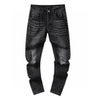 Jeans Rivet Ripped Old Street Casual Small Straight Trousers Pants