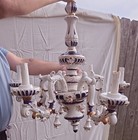 Large White blue  capodimonte  Chandelier - Good Cond - Local Only