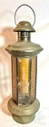 Vtg Brass Hanging Lantern Amber Etched Glass Candle Holder Mcm Boho 23   