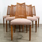 Mid Century Modern Dining Chairs 6 Drexel Pinnacle Salmon Brown High Back Cane