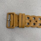 Chicos Woven Leather Belt Womens Os Tan Silver Buckle Wide Chainlink Boho 45 