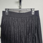 Msk Skirt Women s L Black Shredded Fringe Textured Knit Elastic Waist Mini Usa
