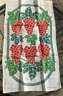Vtg Stella Olsen Kitchen Tea Towel Red Grapes Linen Cotton New Old Stock Nos