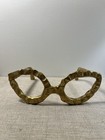 Cat Eye Glasses Oversized Hammered Metal Sculpture Home Accent Decor Gold Tone