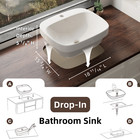 20   l X 17   w White Ceramic Drop-in Bathroom Sink  Semi-recessed Sink With Drain