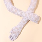 Women Long Lace Gloves Sunblock Fingerless Bridal Gloves Opera One Size White