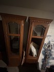 Antique Amish Made 3 Piece Entertainment Towers Set Oak Wood Glass Doors