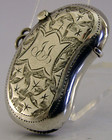 Unusual Kidney Shaped English Sterling Silver Vesta Match Case 1905 Antique