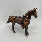 Vintage Western Horse Figurine Copper Bronze Tone Detailed Saddle Statue Vtg
