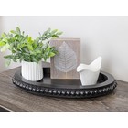 Wood Beaded Tray  Decorative Farmhouse Style Oval Wooden Tray