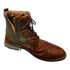 Madden Men s Ankle Combat Boots Cap Toe Lace Up Brown green Textile 9