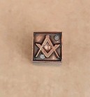 Vintage Masonic Freemasons Copper  Metal  Wood Ink Stamp Typeset Block 1   1 2 