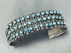 Very Old Vintage Zuni Turquoise Eye Sterling Silver Bracelet