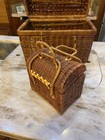 Vintage Wicker Baskets With Locking Handles- Set Of Two