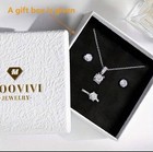 Moovivi Silver Cubic Zirconia Crystal Jewelry Set Necklace Earrings Ring