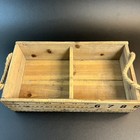 Vtg Wood Ruler Storage Box Basket Rope Handles Rustic Farmhouse Wooden Decor 14 