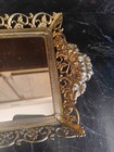 Ornate Rectangular Metal Glass Perfume Vanity Tray With Mirrored Surface   Feet