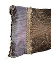 Croscill Persia Boudoir Pillow Chocolate Brown Slate Blue Tassels Jacquard 