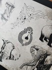 Unknown Artist Original Vintage Shop Used Tattoo Flash Sheet Animals  Elephant