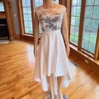   Ada Ivory Lace Satin Black Lining High Low Wedding Gown Bridal Dress Size 4 6