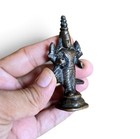 Vintage Brass Lord Vishnu Statue Small Hindu God Idol Figurine Shrine Altar