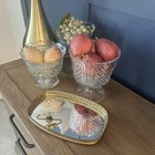 Vtg Hollywood Regency Oval Gold Filigree Mirrored Vanity Tray 11x8    Perfume Tray