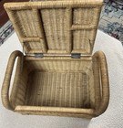 Vintage Wicker Storage Chest Sewing Basket Footstool With Handles And Lid