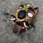 Vintage Hand Crafted Danza Del Tigre Jaguar Mask  Made In Guerrero  Mexico 