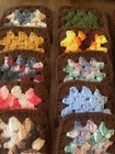 Lot Of 20  5    Handcrochet Granny  Squares Block Variegated With Chocolate Brown