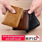 Mens Wallet Rfid Blocking Leather Credit Card Id Holder Zipper Purse Waterproof