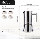 Stovetop Espresso Maker  4cup 6 8 Oz Moka Pot  Stainless Steel Cuban And Italian